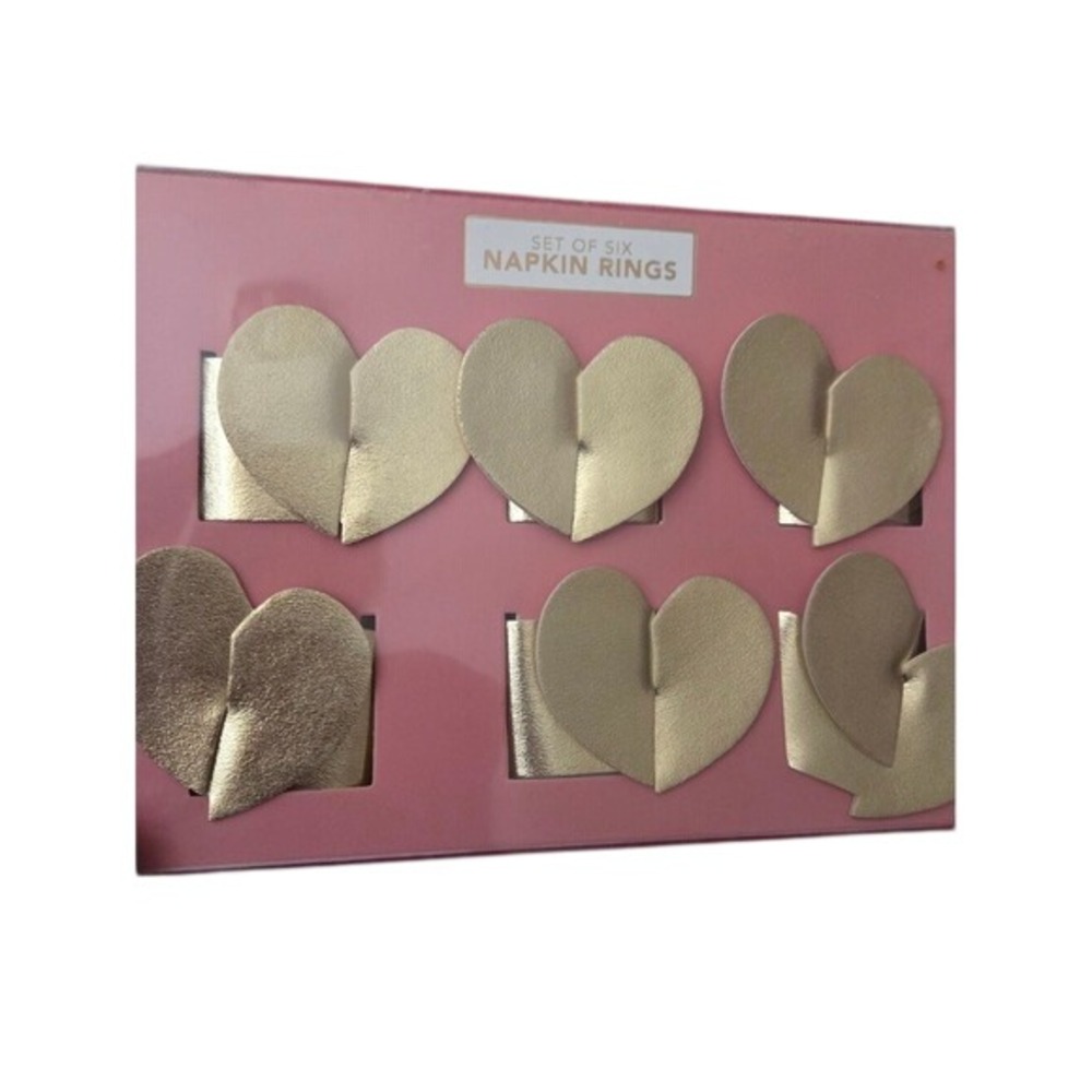 En Vogue Gold Heart Shaped Napkin Rings Set New In Box Valentine's Day